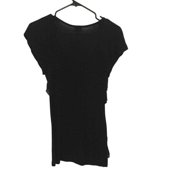 Black Tee Shirt with Ruffles - Picture 2 of 8